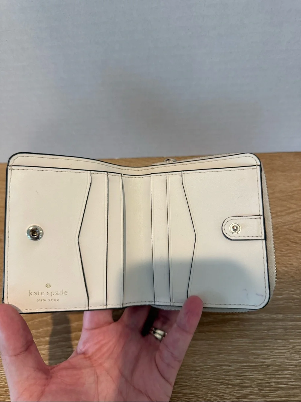 Kate Spade Staci Small Zip Around Bifold Wallet In Parchment